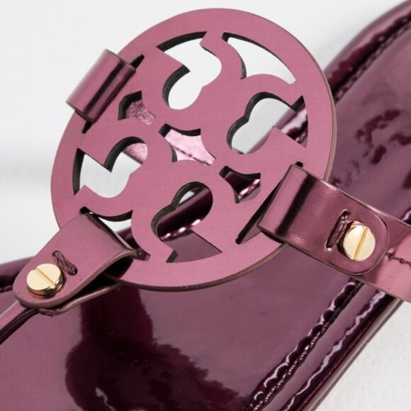NIB Tory Burch Miller Thong Sandals Metallic Merlot US 7 7.5 8 8.5 9 10 AUTHENTC - Picture 6 of 10